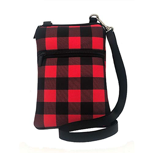 Auony Buffalo Plaid Crossbody Bag,Zipper Shoulder Purse Wristlet Phone Purse Bag