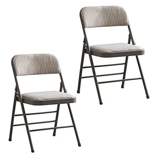 Amazing for less Pack of 2 (Fabric/Vinyl) Steel Frame Metal Foam Padded Folding Chairs (Black, Gray, White) (2-Pack - Fabric White)