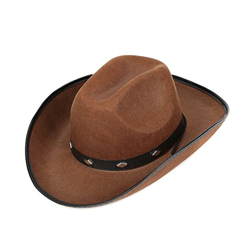 Fun Central - Felt Studded Cowboy Hat for Men and Woman | Western Decor Cowboy Costume Cowboy Outfit Yellowstone Western Wear New Year’s Eve Hat Party Favors Celebrations. (Brown)