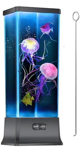 COLORLIFE Electric Jellyfish Tank Table Lamp with Color Changing Light Gift for Kids Men Women Home Deco for Room Mood Light for Relax(Black)