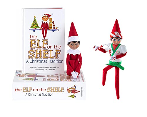 Elf On The Shelf Scout Boy (Brown Eyed Boy) with Karate Kicks Set Bundle