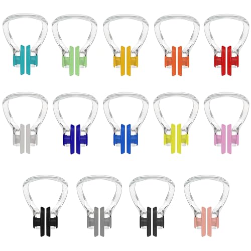 Hurdilen Swimming Nose Clip, 14 Packs Swim Nose Plugs with Waterproof Silica Gel for Kids (Age 7+) and Adults, Multi-Color
