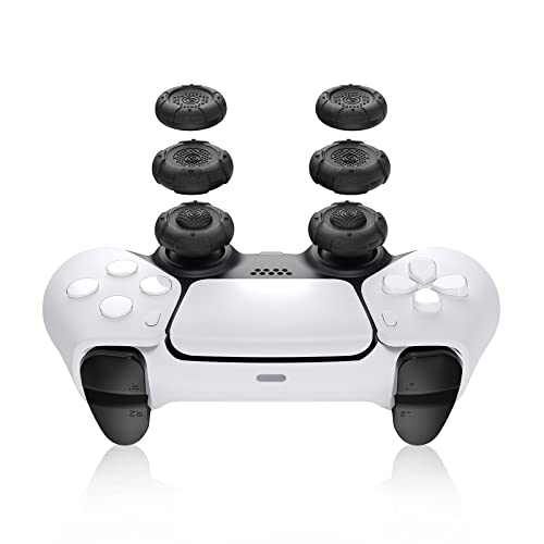 GeekShare Thumb Grip Caps for Playstation 5 Controller, Thumbsticks Cover Set Compatible with Switch Pro Controller and PS4 PS5 Controller, 3 Pairs / 6 Pcs (Black)