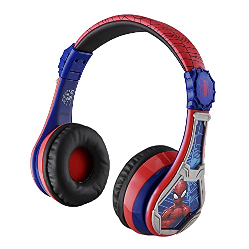 eKids Spiderman Bluetooth Kids Headphones with Microphone, Volume Reduced to Protect Hearing Rechargeable Battery, Adjustable Kids Headband for School Home or Travel