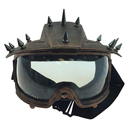 Attitude Studio Steampunk Motorcycle Spiked & Padded Biker Goggles - Bronze