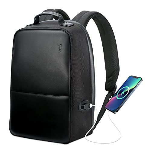 BOPAI Anti-Theft Executive Business Professional Backpack Men 15.6 Inch Laptop with Bottle Holder USB Charging Travel Work Multi Functional Office Computer Smart Rucksack Exclusive in Black Waterproof