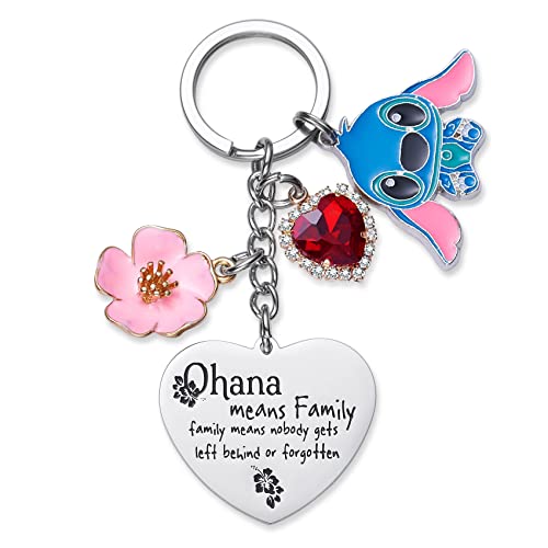 Stitch Gifts Cute Keychains Ohana Means Family Friendship Gift Stich Stuff Ornament Heart Keychain Birthday Present