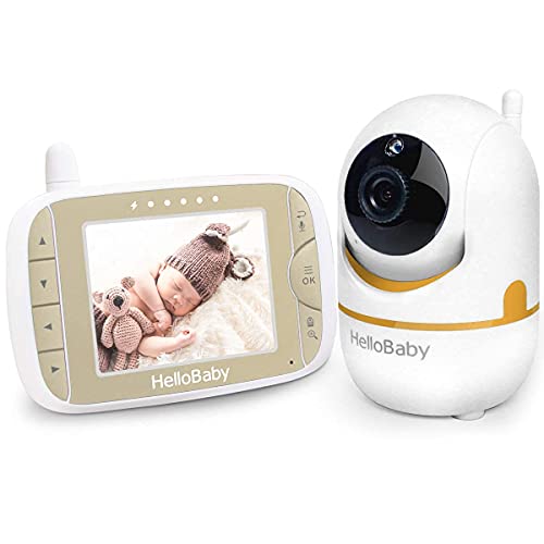 HelloBaby Baby Monitor with Remote Pan-Tilt-Zoom Camera and 3.2'' LCD Screen, Infrared Night Vision, Temperature Display, Lullaby, Two Way Audio, with Wall Mount Kit