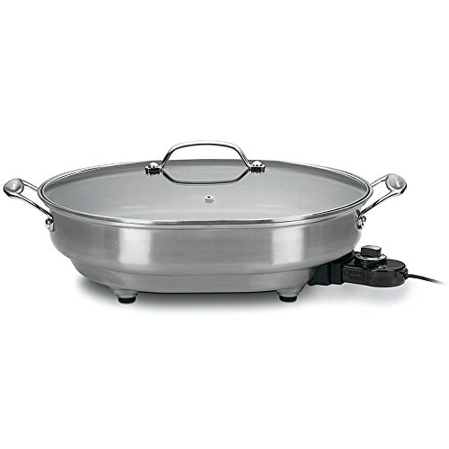 Cuisinart CSK-150 1500-Watt Nonstick Oval Electric Skillet,Brushed Stainless 18 IN