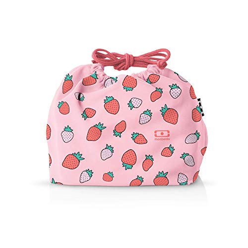 monbento - MB Pochette M graphic Strawberry Bento lunch bag - Polyester lunch tote - Suitable for MB Original MB Square & MB Tresor Bento boxes