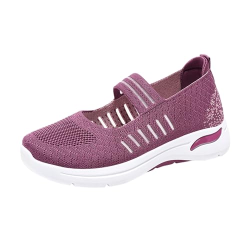 Womens Comfort Elastic Mesh Shoes Slip On Walking Lightweight Non-Slip Summer Comfort Breathable Sneakers Casual Shoes Purple_05, 8