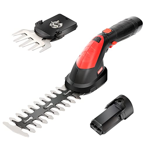 MZK 7.2V Cordless Grass Shear & Hedge Trimmer - 2-in-1 Electric Shrub Trimmer/Handheld Hedge Cutter/Grass Trimmer/Hedge Clipper with Removable Battery and Charger