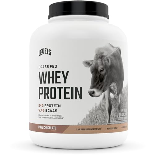 Levels Grass Fed Whey Protein, No Artificials, 24G of Protein, Pure Chocolate, 5LB