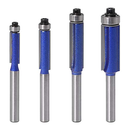 Wolfride 4PCS Flush Trim Router Bit Set 1/4 Inch Shank Top Bearing Flush Trim Router Bit