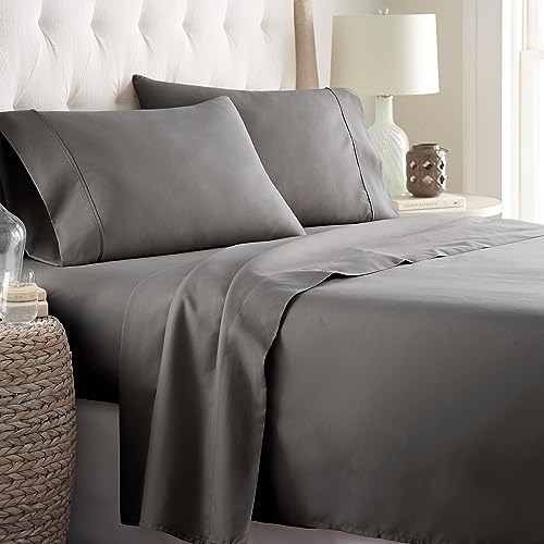 Danjor Linens Twin Sheets Set - Hotel Luxury Essential Bedding - 4 pc Soft Bedding & Pillowcases Set with Deep Pockets - Breathable Bed Sheets, Wrinkle Free - Grey Sheets