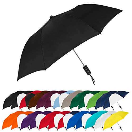 STROMBERGBRAND UMBRELLAS Spectrum Popular Style 16' Automatic Open Umbrella Light Weight Travel Folding Umbrella for Men and Women, (Black)