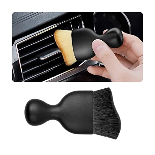 Blilo Car Interior Detailing Brush, Auto Soft Hair Cleaning Brushes, Curved Dirt Dust Collectors, Removal Tool for Dashboard Air Conditioner Vents Leather, Scratch Free (Black/1PCS)