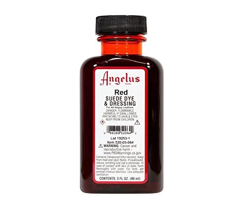 Angelus Suede Leather Dye for Shoes, Boots, Bags, Crafts, Furniture, Nubuck, & More, Red - 3oz