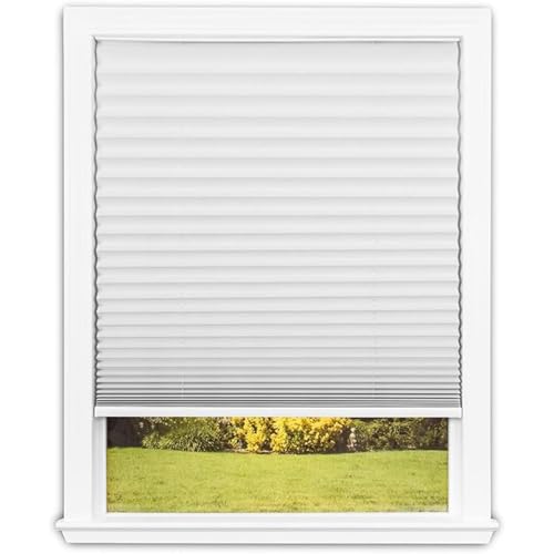 Redi Shade No Tools Easy Lift Trim-at-Home Cordless Pleated Light Filtering Fabric Shade White, 36 in x 64 in, (Fits windows 19 in - 36 in)