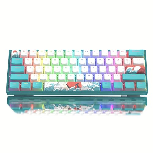 Womier 60% Percent Keyboard, WK61 Mechanical RGB Wired Gaming Keyboard, Hot-Swappable Keyboard with Blue Sea PBT Keycaps for Windows PC Gamers - Linear Red Switch