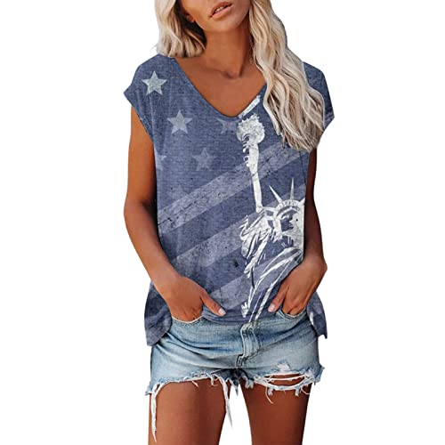 Mystery Box Returns Pallet Womens Tops v Neck Tank Women Summer Shirts and Tops Summer Tops for Women Womens Tops Dressy Casual 4th of July Shirts Shirts overstocked Dark Blue-2 XXL