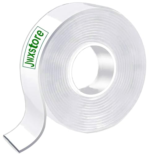 Jwxstore Double Sided Tape Heavy Duty, 16.5FT Nano Double Sided Adhesive Tape, Clear Mounting Tape Picture Hanging Adhesive Strips, Removable Wall Tape Sticky Poster Decor Carpet Tape