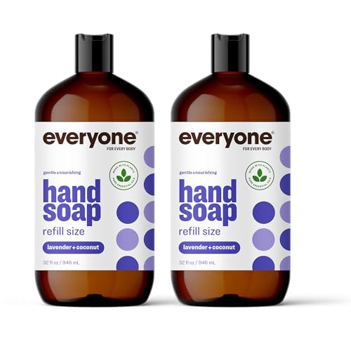 Everyone Liquid Hand Soap, 32 Ounce (Pack of 2), Lavender and Coconut, Plant-Based Cleanser with Pure Essential Oils