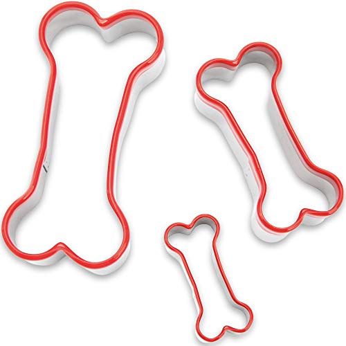 3 Pieces Dog Bone Cookie Cutters Set, Dog Treats Cookie Cutter, Dog Bone Shapes Cutters, Homemade Dog Biscuit Treats Cutters, Coated with Soft PVC for Protection, 2.4' 3.2'' 3.9''