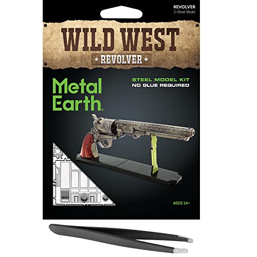 Metal Earth Fascinations Wild West Revolver 3D Metal Model Kit Bundle with Tweezers