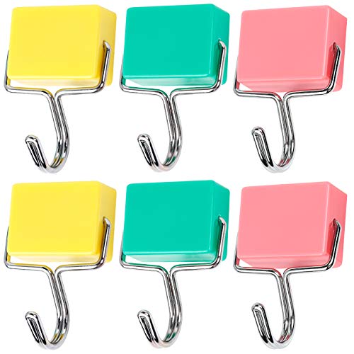 Purture All-Purpose Magnetic Hooks, Super Strong Magnetic Hooks, Colorful Locker Magnets, Powerful Magnet Hooks for Refrigerator, Locker, Home and Office Use, Set of 6