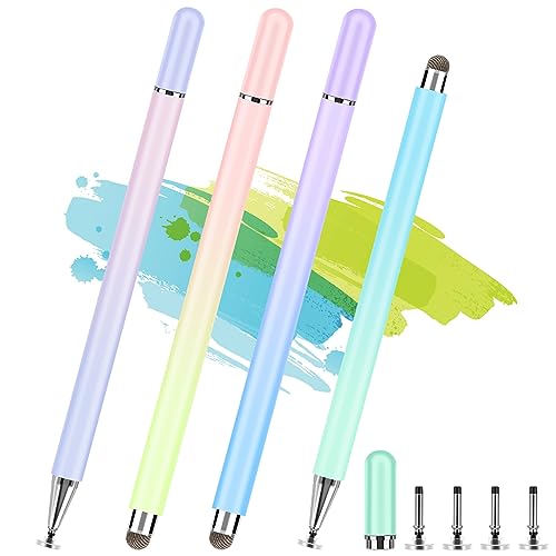 Stylus Pens for Touch Screens (4 Pcs), High Precision Disc Stylus with Magnetic Cap, 2-in-1 Stylus Pen Compatible with iPhone, iPad Pro, Mini, Air and Samsung Tablets