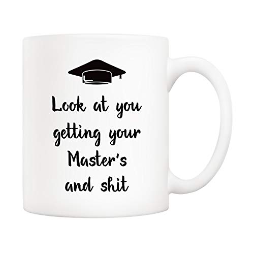 5Aup Christmas Gifts Funny Masters Graduation Coffee Mug, Look at You Getting Your Master's Cups 11 Oz, Unique Birthday and Holiday Gifts for Masters Graduation