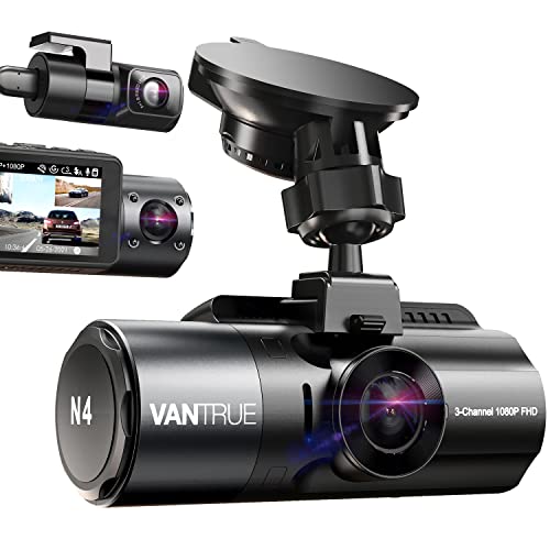 Vantrue N4 3 Channel Dash Cam, 4K+1080P Front and Rear, 1440P+1440P Front and Inside, 1440P+1440P+1080P Three Way Triple Car Camera, IR Night Vision, 24 Hours Parking Mode, Support 256GB Max