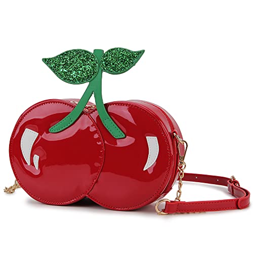 ENJOININ Sequins Red Cherry Shoulder Bag Women's Crossbody Bag Girl's Clutch Bag Fashion Purses and Handbags