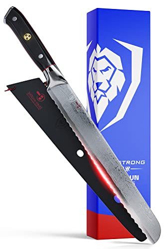Dalstrong Serrated Bread Knife - 10.25 inch - Shogun Series - Deli Knife - Damascus - AUS-10V Japanese Super Steel - Bread Slicer Cutter - Slicing Knife - Bagel - Vacuum Treated - G10 Handle - Sheath