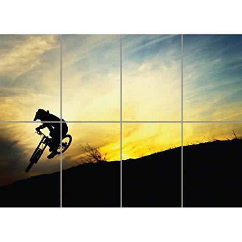 Doppelganger33 LTD BMX Mountain Bike Sunset Jump Wall Art Multi Panel Poster Print 47x33 inches