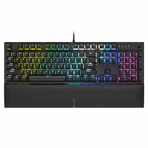 Corsair K60 RGB Pro SE Mechanical Gaming Keyboard - CHERRY Mechanical Keyswitches - Durable AluminumFrame - Customizable Per-Key RGB Backlighting - PBT Double-Shot Keycaps - Detachable Palm Rest,Black