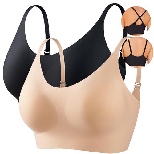 PRETTYWELL Bralettes for Women Padded, Seamless Bras for Women no Underwire, Wireless Comfortable Everyday T Shirt Bra