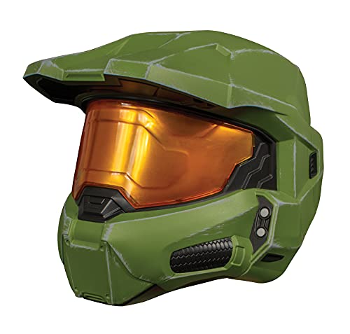 Halo Master Chief Helmet for Kids, Official Halo Infinite Costume Accessory, Single Child Size Full Helmet with Visor, Green & Gold