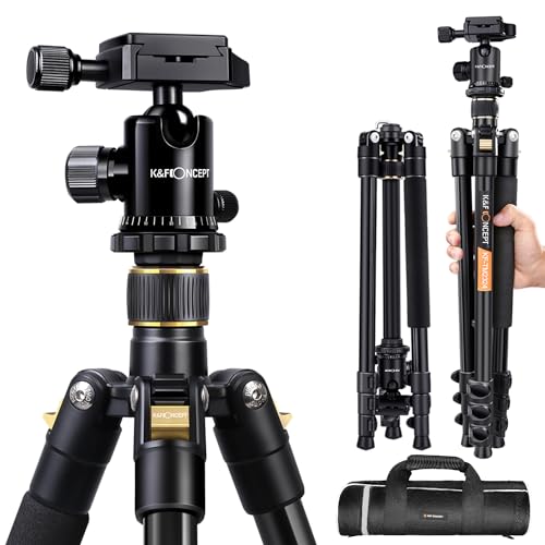 K&F Concept 64''/162cm DSLR Tripod,Lightweight and Compact Aluminum Camera Tripod with 360 Panorama Ball Head Quick Release Plate for Travel and Work B234A1+BH-28 (TM2324)