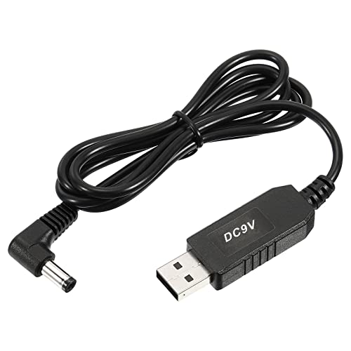 YOKIVE DC 5V to DC 9V USB Step Up Voltage Converter, Power Cable with DC Elbow Jack 5.5mm x 2.5mm, Great for Routers, Car Driving Recorder (Black, 6W 1A)