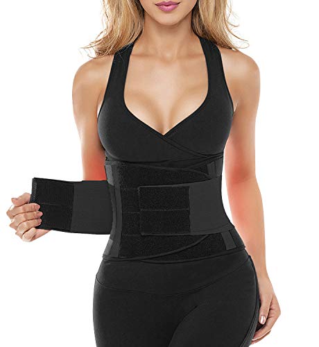 SHAPERX Women Waist Trainer Eraser Belt Tummy Control Waist Trimmer Slimming Belly Band Shaper, (SZ8002-Black,Large)