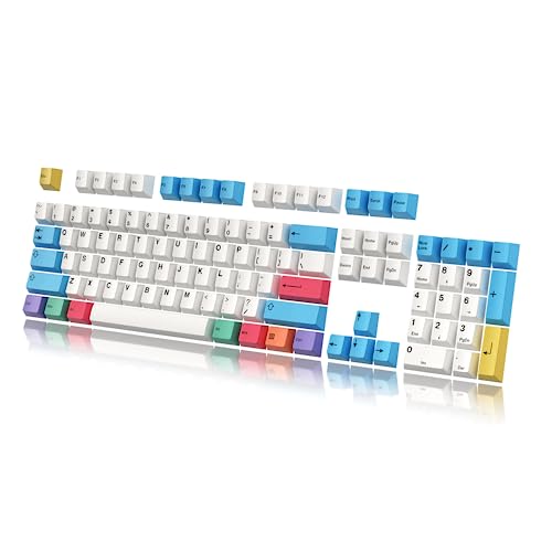 HK Gaming Custom Keycaps | Dye Sublimation PBT Keycap Set for Mechanical Keyboard | 139 Keys | Cherry Profile | ANSI US-Layout | Compatible with Cherry MX, Gateron, Kailh, Outemu | Chalk