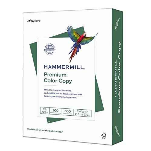 Hammermill Printer Paper, Premium Color 32 Lb Copy Paper, 8.5 x 11 - 1 Ream (500 Sheets) - 100 Bright, Made in the USA, 102630, White, Letter