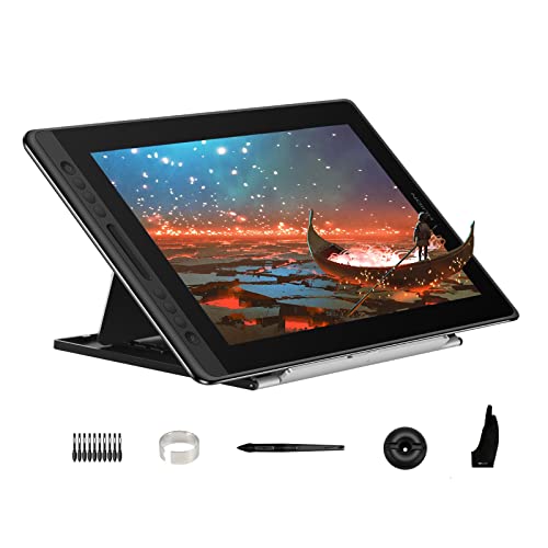 HUION KAMVAS Pro 16 Drawing Tablet with Screen, 15.6 inch Pen Display Anti-Glare Glass 6 Shortcut Keys Adjustable Stand, Graphics Tablet for Drawing, Writing, Design, Work with Windows, Mac and Linux