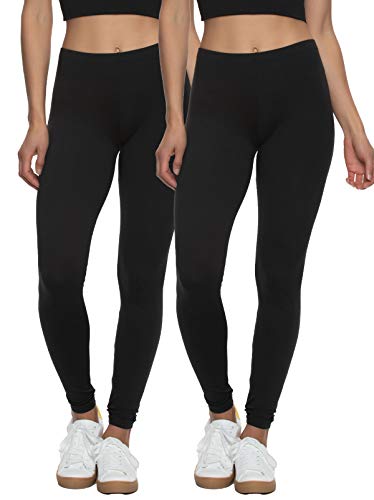 Felina Velvety Super Soft Lightweight Leggings (Black, Medium) - Yoga Pants, Workout Clothes, Breathable Leggings - Soft Stretch Women Pants