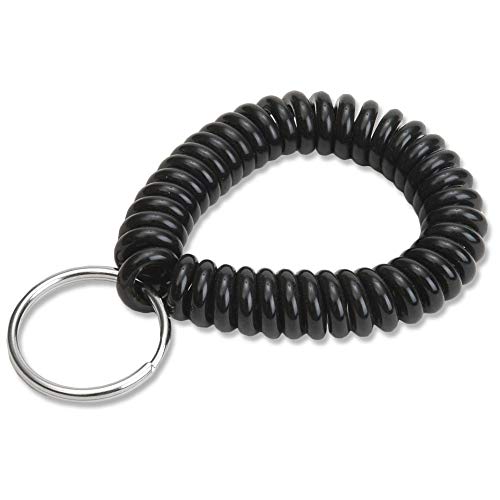 Lucky Line 2” Spiral Wrist Coil with Steel Key Ring, Flexible Wrist Band Key Chain Bracelet, 12” Stretch, Color May Vary - 1 Pack