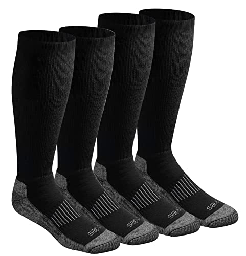 Dickies Men's Light Comfort Compression Over-The-Calf Socks, Black (4 Pairs), Shoe Size: 6-12