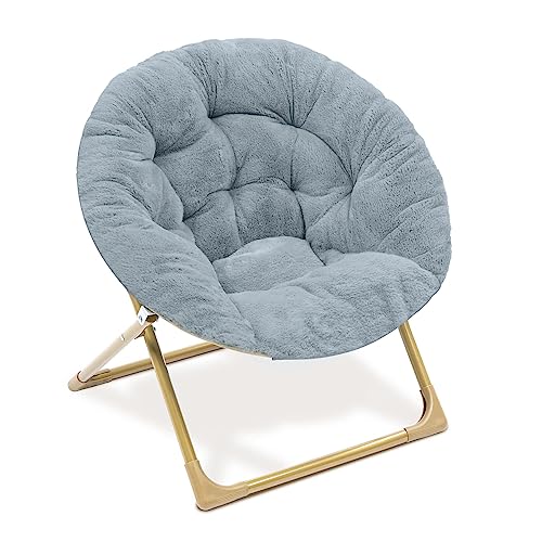 Milliard Mini Cozy Chair for Kids, Sensory Faux Fur Folding Saucer Chair for Toddlers, Grey