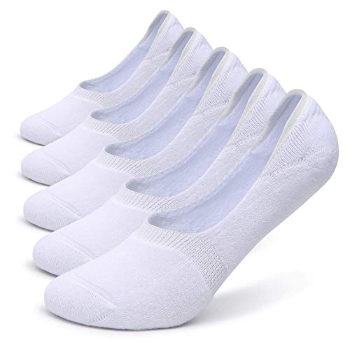 Pareberry Women's Thick Cushion Cotton Athletics Casual Low Cut Flat Non-Slip Boat Liner No Show Socks-5/10 Pack (Shoe Size: 9-11.5, White)